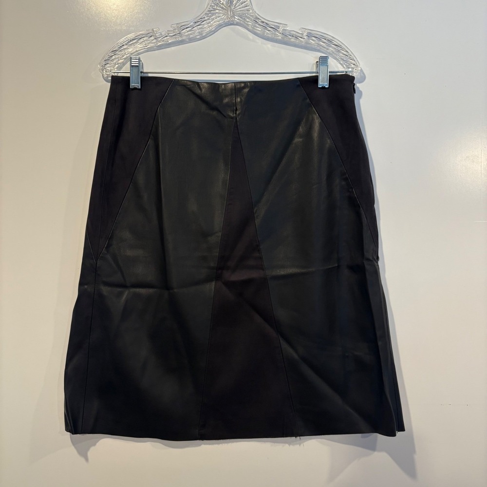 Premise Studio Faux Leather Suede Panel A-Line Skirt Black Womens Size 8 NWT